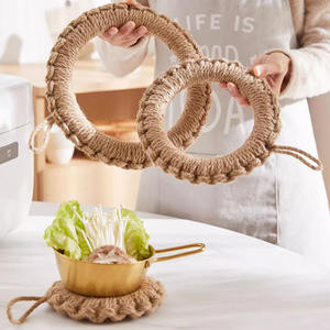 Handmade Natural Rattan Coasters Round Woven <b>Placemats</b> & Kitchen Restaurant <b>Table</b> Mats Made From Hemp Rope Material-Wholesale - Product Image 6
