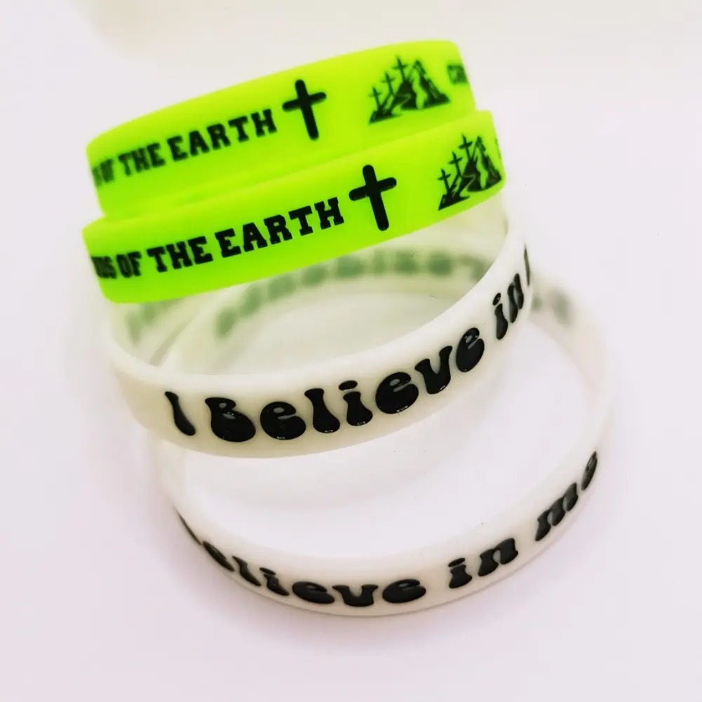 Customize Logo, Colorful Bracelets, Glowing In Dark, Debossed, Printed, Embossed Silicone Wristband