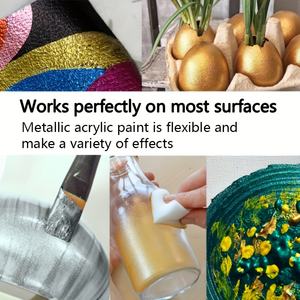 Juego de Pintura Acrílica Metálica Personalizada <span class=keywords><strong>para</strong></span> Artistas y <span class=keywords><strong>Principiantes</strong></span> <span class=keywords><strong>para</strong></span> <span class=keywords><strong>Pintar</strong></span> Rocas, Lienzos, Madera, <span class=keywords><strong>Tela</strong></span>, Vidrio, Papel y Varios Materiales - Product Image 5