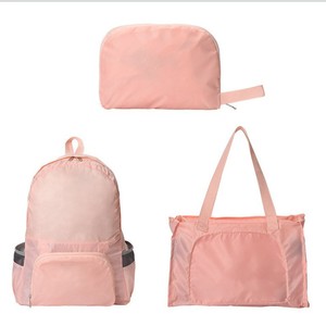 Outdoor Waterproof Folding <b>Backpack</b> 20-35L With Zipper Pocket For Leisure Travel Pink - Product Image 4