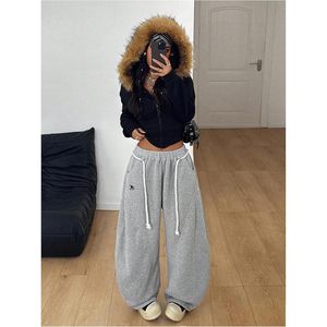 Women's Baggy Barrel Sweatpants High Waist Wide Leg Harem Pants With Pockets Casual Knitted Breathable <b>Lantern</b> Trouser - Product Image 2