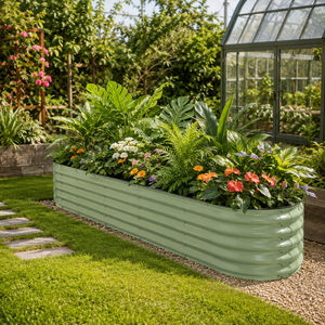 Jardinière surélevée <span class=keywords><strong>en</strong></span> acier galvanisé vert olive pour la culture de légumes, fleurs et herbes <span class=keywords><strong>en</strong></span> extérieur, décoration de jardin - Product Image 1