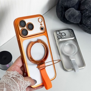 Funda Magnética para Teléfono con Correa de Silicona Esmerilada Electrochapada y Soporte Metálico para iPhone 12 13 14 15 16 17 Pro Max, Fundas Anti-caída - Product Image 6
