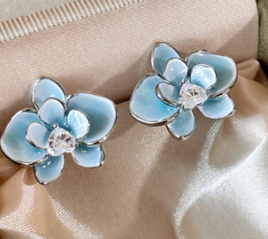 ต่างหูเงินสีฟ้าและสีขาวสำหรับต่างหูผู้หญิง - Product Image 6