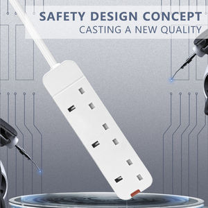 Prise de courant blanche Standard britannique à 3 sorties de 3 mètres, multiprise de protection contre les surtensions, prise d'extension électrique pour bureau - Product Image 4