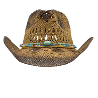 Chapeau de cowboy en paille ajouré au crochet pour l'été, vente en gros |   Chapeaux de fête personnalisés pour femmes et hommes, avec bande de perles colorées, pour la plage et les festivals