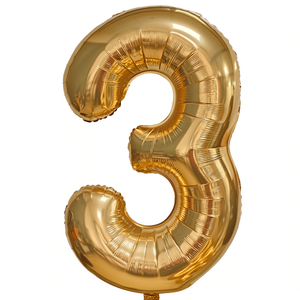 Globo de aluminio dorado con el número 3 para fiesta, 1 metro, decoración para fiesta de cumpleaños - Product Image 1