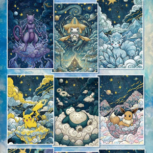 DM Pokmoned Tableau Shikishi style Art Huileux Automnal, Impression Murale Anime de Collection, Personnages Pikachu Gengar Eevee, en Papier Portable - Product Image 3