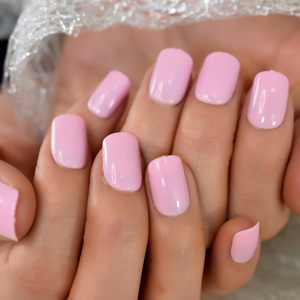 <span class=keywords><strong>Uñas</strong></span> postizas <span class=keywords><strong>cortas</strong></span> <span class=keywords><strong>de</strong></span> acrílico, color rosa claro, diseño Simple, ovalado, brillante - Product Image 1