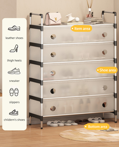 Zapatero Metálico de Alta Calidad a Prueba de Polvo de <span class=keywords><strong>4</strong></span>, 6 y 7 Niveles, Diseño de Fabricante a Bajo Precio, Organizador de Zapatos para Sala de Estar o Dormitorio - Product Image 3