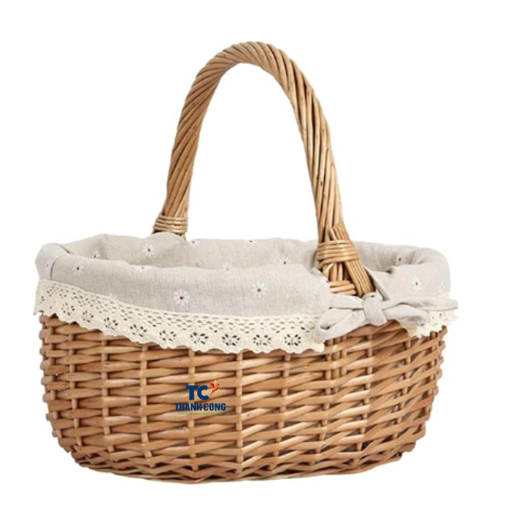 Wicker Picnic Basket Camping Basket Country Style Wicker Picnic Basket Camping Basket With Lid Handle And Liners For Picnics Party Barbecue