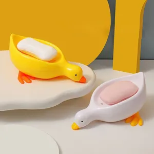 Porte-savon en forme de canard mignon, plateau de drainage en plastique, support auto-drainant, support de rangement multifonctionnel, accessoires de salle de bain, 1 pièce - Product Image 4
