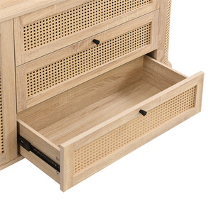 Moderno Gabinete de Almacenamiento Grande de Madera con 3 Cajones, Diseño Acanalado, Cajonera con Puerta Estilo Shaker para Dormitorio, Sala de Estar, Comedor, Hotel - Product Image 6