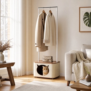 <span class=keywords><strong>Porte</strong></span>-<span class=keywords><strong>manteau</strong></span> d'entrée moderne avec niche pour chat intégrée, armoire de couloir en bois multifonctionnelle, mobilier adapté aux animaux de compagnie, vente en gros, sur mesure - Product Image 6