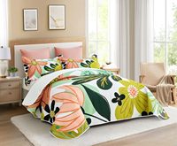 Parure de lit personnalisée, couvre-lit en tissu microfibre de qualité avec motif végétal brodé, rembourrage de drap plat en polyester pour l'hiver