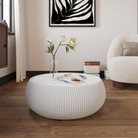 Table de canapé basse minimaliste moderne en forme de tambour en bois clair pour meubles de salon