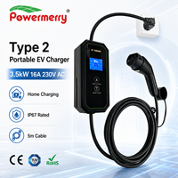 Nouveau chargeur EV portable de type 2 3,5 kW 16A 230V AC pour usage domestique, indice de protection IP67, câble de 5 m, certifié CE TUV RoHS, garantie de 2 ans, maison, garage