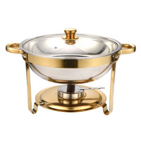 Matériel de restauration professionnel : Réchaud de buffet de luxe rond 4,5 L avec support de couvercle pour événements