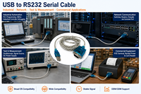 Kabel kustom adaptor Port CH340 ke RS232 DB9 COM mendukung komunikasi yang andal untuk peralatan otomatisasi dan kontrol seri