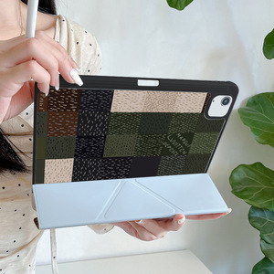 Étui pour iPad 9 2024, nouveau design simple à carreaux avec emplacement pour stylet, protection anti-flexion et anti-chute pour tablette - Product Image 5