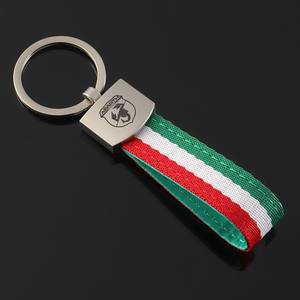 Diskon besar-besaran gantungan kunci Logo kustom logam paduan seng kualitas dan nilon 3 warna pola lingkaran gaya sederhana gantungan kunci ringan - Product Image 6