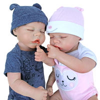 Poupées Reborn Jumeaux en Silicone Souple à Corps Entier pour Nouveau-nés, 18 Pouces, Modèles Réalistes de Garçon et de Fille Noirs, Jouet à Prix Abordable