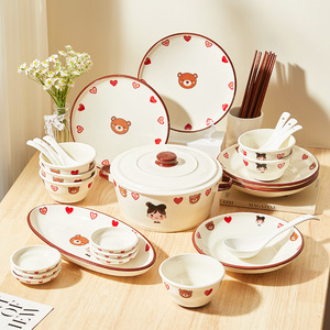 Juego de Vajilla de Porcelana de 48 Piezas, Serie Annie, Platos, Tazones, Regalo de Inauguración de Casa, Tazón para Sopa o Fideos, Diseño de Dibujos Animados sobre Vidrio - Product Image 4