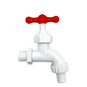 1/2 PVC/PP Bibcock accesorios de tubería grifo de agua lavadora boquilla de agua gruesa para baño jardín