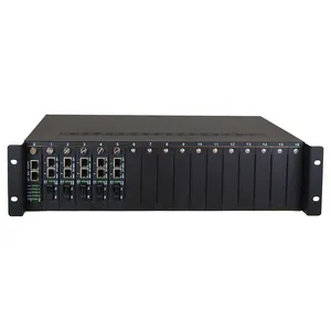 Fctel-Convertidor de medios de fibra óptica con gestión SNMP, 17 ranuras, 2U, chasis de montaje en estante