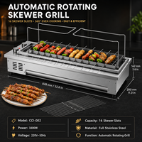 Nouveau Grill Électrique Rotatif Automatique Sans Fumée en Acier Inoxydable pour Brochettes de Mouton, 16 Brochettes, 3400W, Multifonctionnel Intérieur/Extérieur