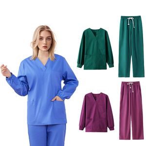Quality Latest Design Women Medical <b>Scrub</b> Uniform Solid Color New Arrival Women Medical <b>Scrub</b> <b>Set</b> For Sale - Product Image 1