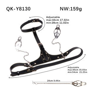 QK-Y8130 Clip para pezones tipo strapon con sujetador de cuero ajustable, cinturón BDSM erótico para bondage de pecho, corsé usable, estimulador de pezones - Product Image 6