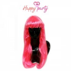 Perruque de fête heureuse avec des cheveux de ballon rose vif pour les occasions festives - Product Image 1