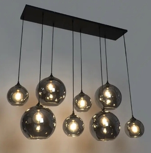 Lampe suspendue Art déco nordique verre fumé 8 lumières salon lustre en verre soufflé à la main verre pour salle à manger - Product Image 5