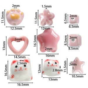 ลูกปัดเซรามิกสีชมพู 8 มม. รูปทรงไม่สม่ำเสมอ สำหรับทำสายคล้องโทรศัพท์ พวงกุญแจ DIY - Product Image 4