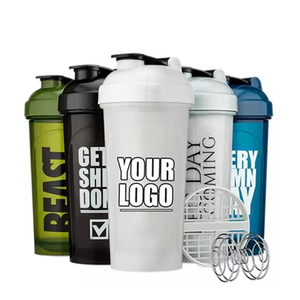 Custom Logo Plastic <strong>Protein</strong> <strong>Shaker</strong> Water Bottle <strong>Shaker</strong> Cup for Gym Sports Fitness with Whisk Ball Leak-Proof Lid - Product Image 1