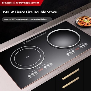 Cocina de Inducción Cóncava de Alta Potencia 3500W, Estufa Eléctrica de Cerámica Doméstica de Doble Quemador para Saltear a Altas Temperaturas, Acero Inoxidable - Product Image 5