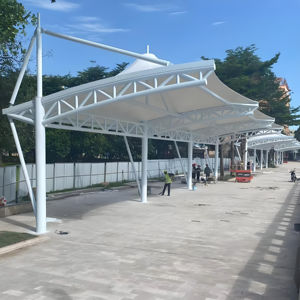 Abri préfabriqué en structure de treillis en acier léger avec membrane tendue, auvent de stationnement pour voiture, services de pliage, de soudage et de découpe - Product Image 4