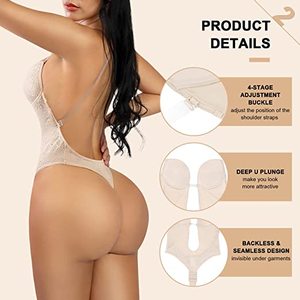 Hexin all'ingrosso moda profondo scollo a <span class=keywords><strong>V</strong></span> senza soluzione di continuità forma del corpo per le <span class=keywords><strong>donne</strong></span> senza schienale Sexy Lingerie Shapewear Body - Product Image 2