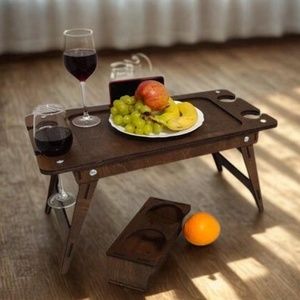 Plateau de lit pour petit-déjeuner, bureau portable en bois, table de lit pliable, plateau pour ordinateur portable, plateau de service, bureau de lit, table de chevet, plateau de service mobile - Product Image 4