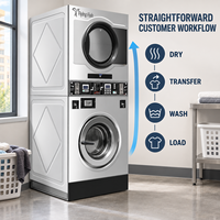 Commercial Double Deck Stacked Washer and Dryer Machine for Laundromat Service Plants and Apartment Complex Buildings