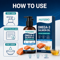 Huile de saumon PEITEBIO Omega 3 pour chiens et chats avec EPA, DHA et saveur naturelle de saumon, pour la peau, le pelage et le soutien des articulations, 200 ml