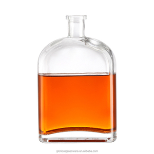 Bouteille à liqueur en cristal sans plomb haut de gamme, ovale plate avec bouchon en liège, pour spiritueux, whisky, vodka, tequila, brandy, <span class=keywords><strong>XO</strong></span> - Product Image 5