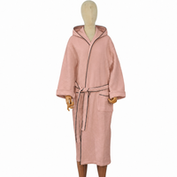 Peignoir léger en tissu gaufré pour hôtel et spa, avec capuche, pour couple, idéal pour après le bain, chaud, long, pour chambre d'hôtes, disponible en boutique de cadeaux