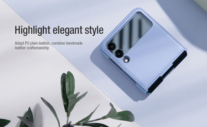 Nillkin เคสโทรศัพท์แบบพับได้สำหรับ <span class=keywords><strong>Samsung</strong></span> <span class=keywords><strong>Galaxy</strong></span> <span class=keywords><strong>Z</strong></span> <span class=keywords><strong>Flip</strong></span> <span class=keywords><strong>3</strong></span> <span class=keywords><strong>5G</strong></span>,พร้อมเลนส์กล้องถ่ายรูปฝาครอบโทรศัพท์หนัง - Product Image 3