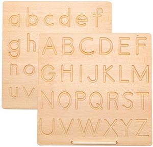 Tableau <span class=keywords><strong>de</strong></span> <span class=keywords><strong>suivi</strong></span> des lettres double face, tableau <span class=keywords><strong>de</strong></span> traçage <span class=keywords><strong>de</strong></span> l'alphabet en bois <span class=keywords><strong>de</strong></span> Montessori, jouets éducatifs, 11,55 x 11,45 pouces - Product Image 2