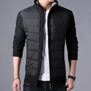 Huachao hot apparel causal middle collar zipper Thickening man sweater kint Stitching cardigan keep warm man sweater