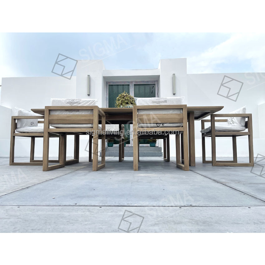 Luxury Teak Wood Frame Patio Outdoor Furniture Garden Sofa Set Hotel Courtyard Outdoor Sofa Teak Sofas