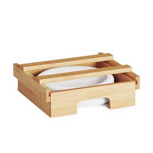 9-inch Bamboo and Wood Kitchen Hanging Disposable Paper <b>Plate</b> Dispenser, Cake <b>Plate</b> Storage <b>Rack</b>, Solid Wood Cabinet Bracket - Product Image 1