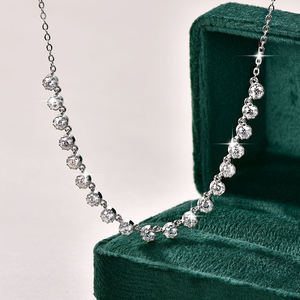 قلادة فاخرة وأنيقة بتصميم مستقيم مرصع بالمويسانيت الحقيقي، سلسلة طويلة على شكل فقاعات للنساء - Product Image 2